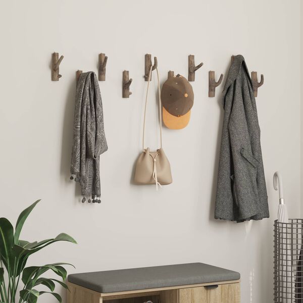 vidaXL Gancho Marr&oacute;n 4 x 4 x 14 cm Madera s&oacute;lida recuperada