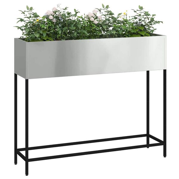 vidaXL Jardinera Elevada Plateado 100 x 26 x 82 cm Acero Galvanizado