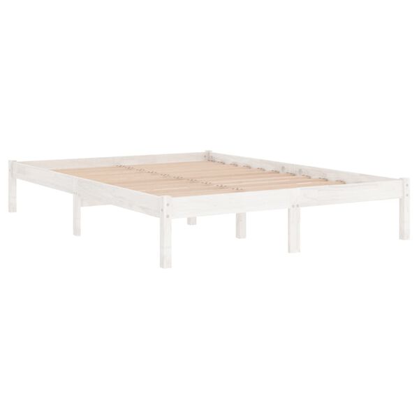 vidaXL Estructura cama doble pequeña sin colchón madera maciza blanco
