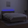 vidaXL Cama box spring colch&oacute;n y luces LED tela gris taupe 140x190 cm
