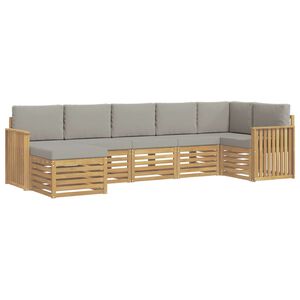 vidaXL Conjunto de sof&aacute;s de exterior 7 uds. Blanco y Gris Claro