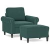 vidaXL Sill&oacute;n con taburete terciopelo verde oscuro 60 cm