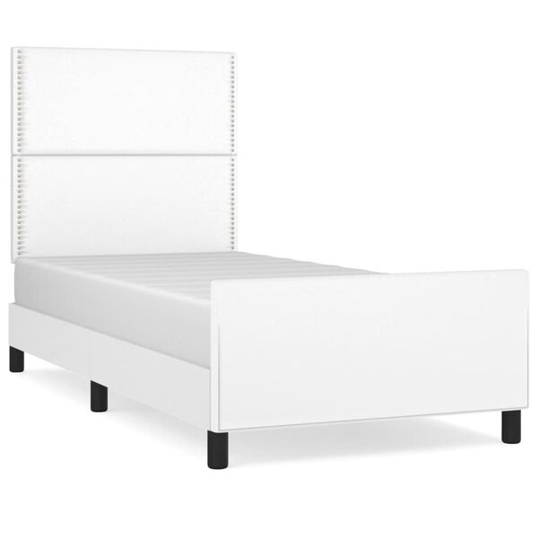 vidaXL Estructura de cama sin colch&oacute;n cuero sint&eacute;tico blanco 80x200 cm