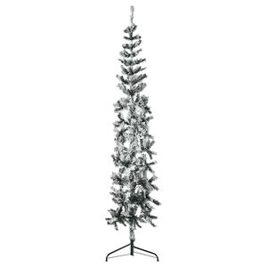 vidaXL Mitad &aacute;rbol Navidad artificial delgado con nieve 240 cm