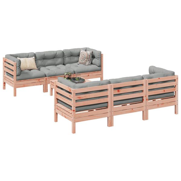 vidaXL Set de sofás jardín 7 pzas con cojines madera abeto Douglas