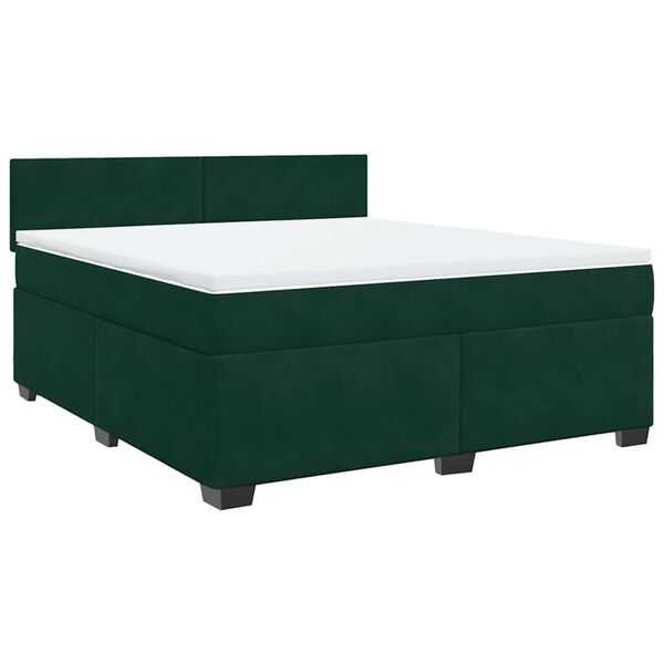 vidaXL Cama box spring con colch&oacute;n terciopelo verde oscuro 180x200 cm