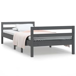vidaXL Estructura de cama madera maciza de pino gris 75x190 cm