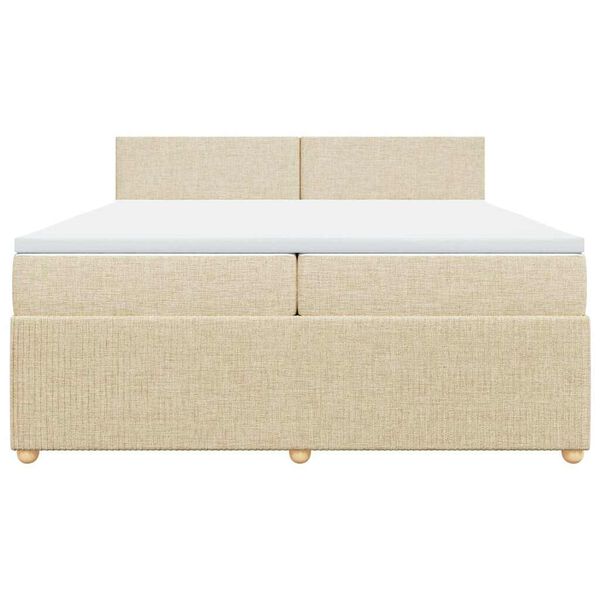 vidaXL Cama box spring con colch&oacute;n tela color crema 200x200 cm