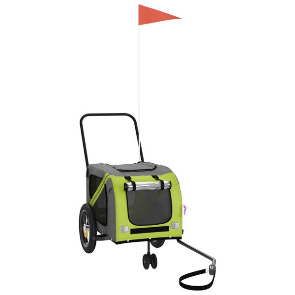 vidaXL Remolque de bicicleta mascotas hierro tela Oxford verde negro