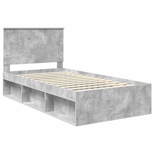 vidaXL Estructura de cama con cabecera Gris concreto 100 x 200 cm