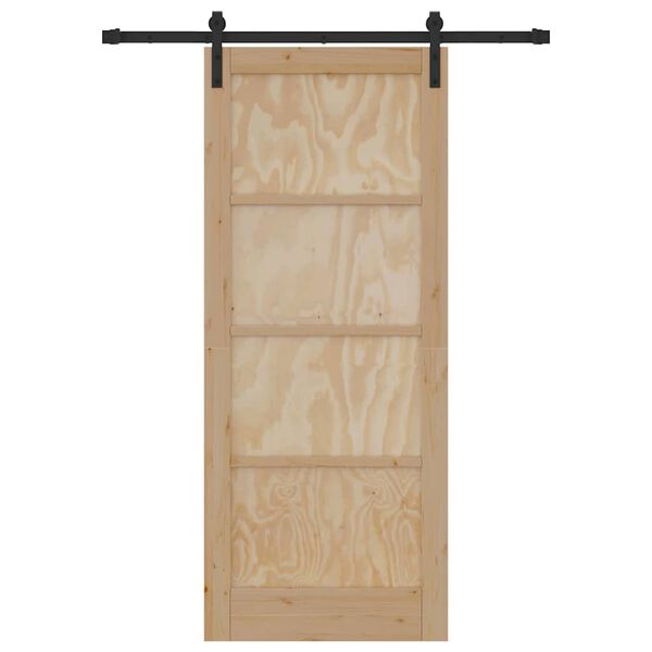 vidaXL Puerta Corredera Marrón 83 x 202 cm Madera de pino macizo
