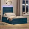 vidaXL Cama con almacenamiento y LED Azul 120 x 190 cm Terciopelo