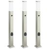 vidaXL Balizas de luz con sensor y tomacorriente, 3 unidades, 80 cm, acero inoxidable, IP44