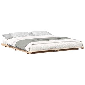 vidaXL Estructura de cama Marr&oacute;n 180 x 220 cm Madera maciza de pino