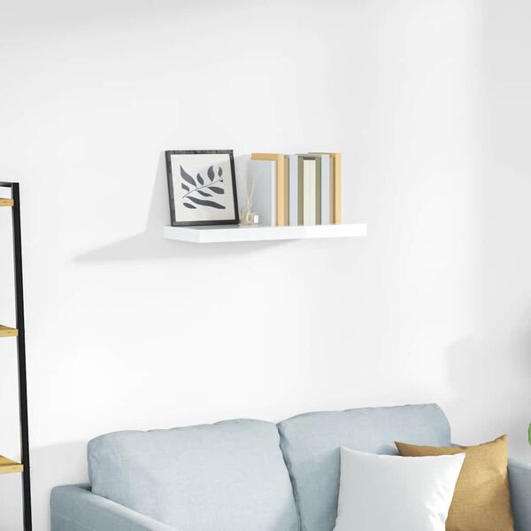 vidaXL Estante flotante de pared blanco brillante MDF 60x23,5x3,8 cm