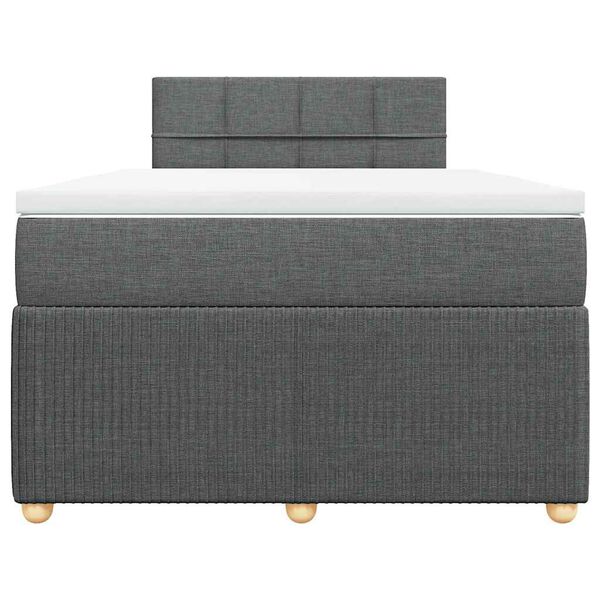 vidaXL Cama box spring con colch&oacute;n tela gris oscuro 120x200 cm