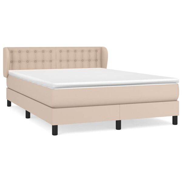 vidaXL Cama box spring con colch&oacute;n cuero sint&eacute;tico capuchino 140x190cm