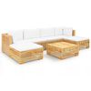 vidaXL Juego muebles de jard&iacute;n 7 piezas y cojines madera maciza teca