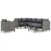 vidaXL Set de muebles de jard&iacute;n 7 pzas y cojines rat&aacute;n sint&eacute;tico gris