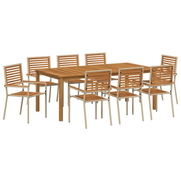 vidaXL Conjunto de Comedor de Jard&iacute;n 9 pcs Beige