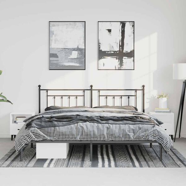 vidaXL Estructura cama sin colchón con cabecero metal negro 193x203 cm