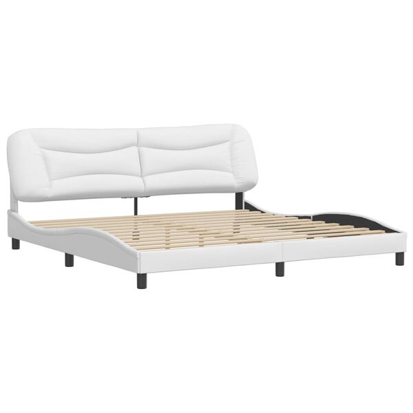 vidaXL Estructura de cama sin colch&oacute;n Hvar cuero sint&eacute;tico blanco 200x200cm