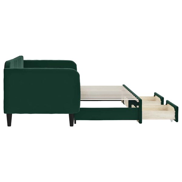 vidaXL Sof&aacute; cama nido con cajones terciopelo verde oscuro 80x200 cm