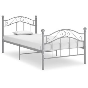 vidaXL Estructura de cama sin colch&oacute;n metal gris 90x200 cm