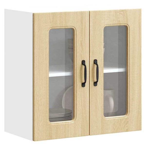 vidaXL Armario de cocina de pared con puerta de cristal "Kalmar" de, roble Sonoma, madera de ingenier&iacute;a