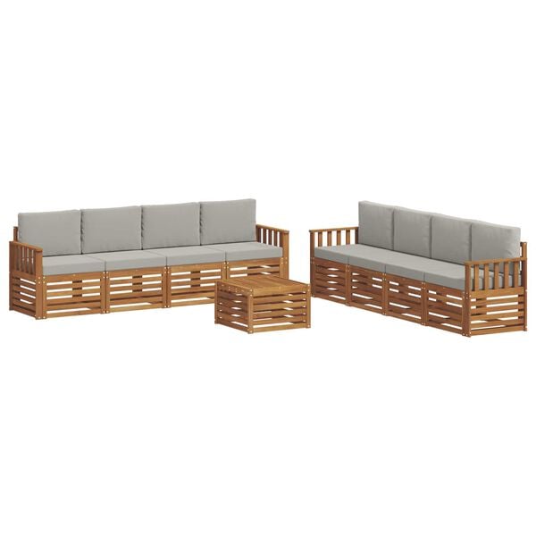 vidaXL Juegos de sof&aacute;s con coj&iacute;n 9 pcs Gris Natural y Claro