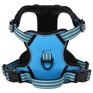 vidaXL Arn&eacute;s para perros con correa y collar ajustable azul L
