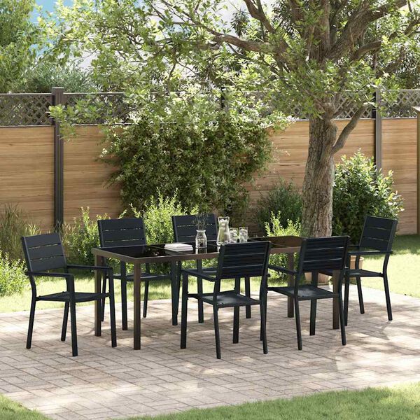 vidaXL Conjunto de Comedor de Jard&iacute;n 7 pcs Negro