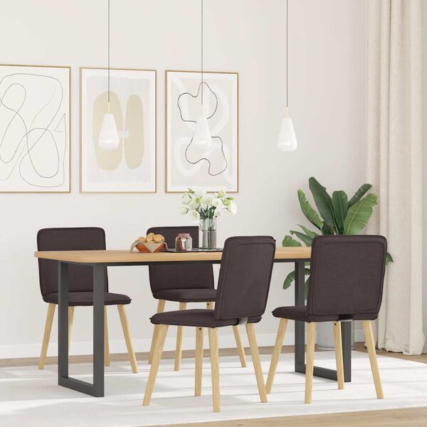 vidaXL Sillas de comedor 4 unidades tela marr&oacute;n oscuro