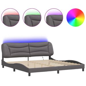 vidaXL Estructura de cama con LED sin colch&oacute;n Hvar gris 200x200 cm