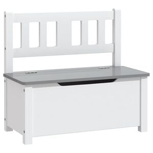vidaXL Banco de almacenaje para ni&ntilde;os MDF blanco y gris 60x30x55 cm