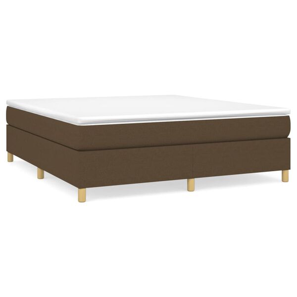 vidaXL Cama box spring con colch&oacute;n tela marr&oacute;n oscuro 180x200 cm