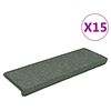 vidaXL Alfombrillas para escaleras 15 unidades 65x21x4 cm Verde oscuro Borde rectangular