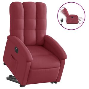 vidaXL Sill&oacute;n el&eacute;ctrico reclinable elevable de tela rojo tinto