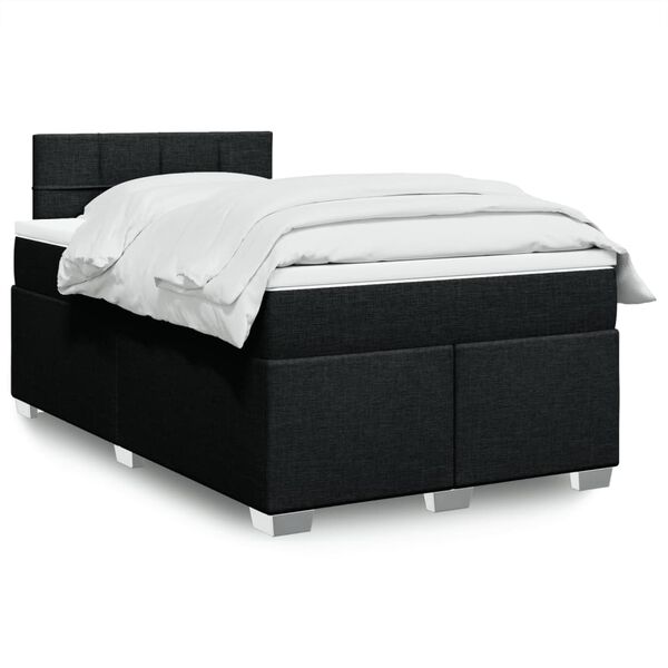 vidaXL Cama box spring con colch&oacute;n tela negro 120x190 cm