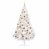 vidaXL Medio árbol de Navidad con luces y bolas blanco 120 cm