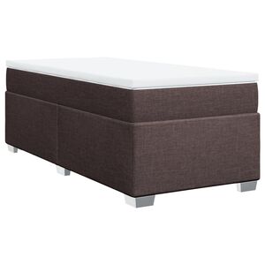 vidaXL Cama box spring con colch&oacute;n tela marr&oacute;n oscuro 90x190 cm