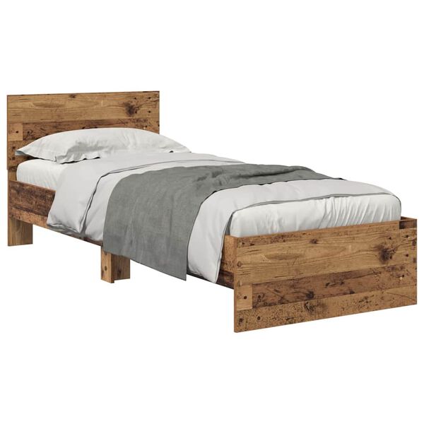 vidaXL Estructura de cama con cabecera Madera Vieja 75 x 190 cm