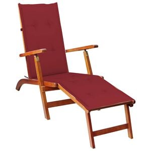 vidaXL Tumbona de jard&iacute;n con reposapi&eacute;s y coj&iacute;n madera maciza acacia