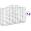 vidaXL Cestas de gaviones 3 uds forma de arco hierro 200x50x120/140 cm