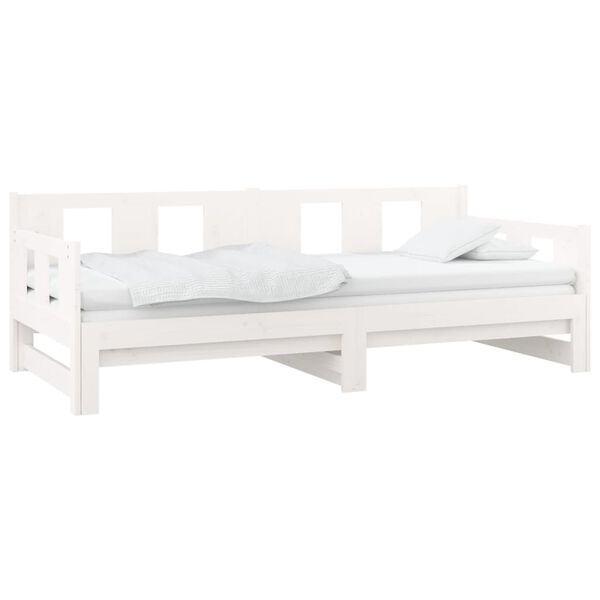 vidaXL Sof&aacute; cama extra&iacute;ble madera maciza de pino blanco 2x(80x200) cm