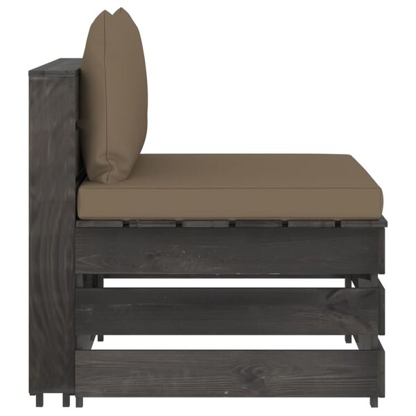 vidaXL Sof&aacute; de palets 3 plazas cojines gris madera de pino impregnada