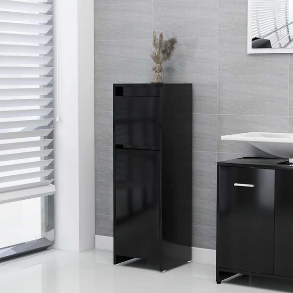 vidaXL Armario de ba&ntilde;o madera contrachapada negro 30x30x95 cm