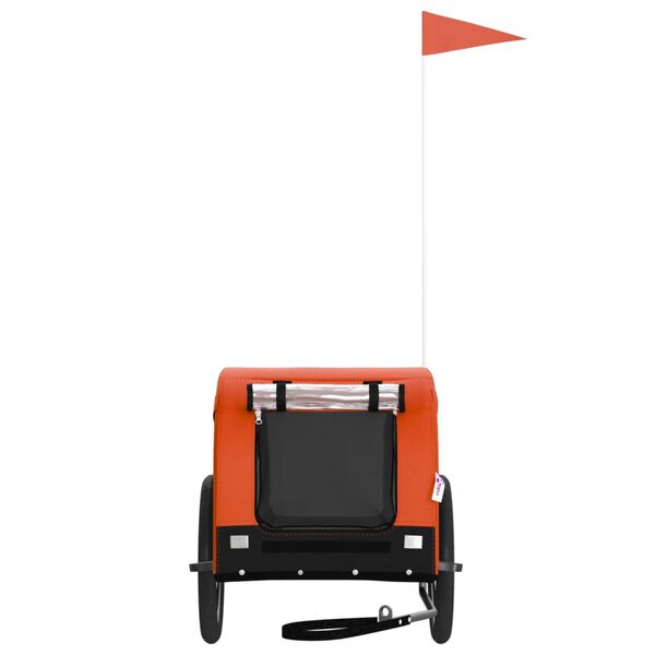 vidaXL Remolque de bicicleta mascotas hierro tela Oxford naranja negro