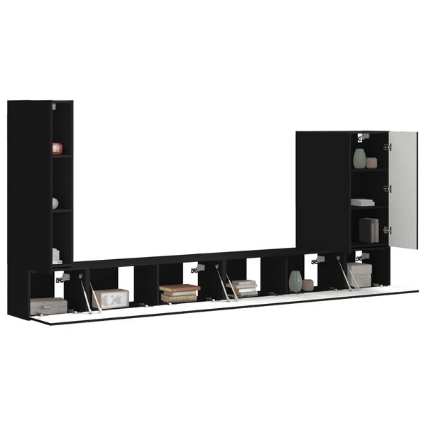 vidaXL Conjunto de mueble para TV de pared 6 pcs Negro