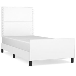 vidaXL Estructura de cama sin colch&oacute;n cuero sint&eacute;tico blanco 100x200cm